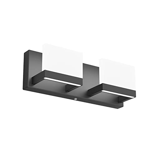 Tipace LED Dimmable Bathroom Vanity Light - 2 Lights Frosted White Acrylic Up and Down Fixture Over Mirror (6000K) - color: Matte Black, size: 2 Lights,13-inch