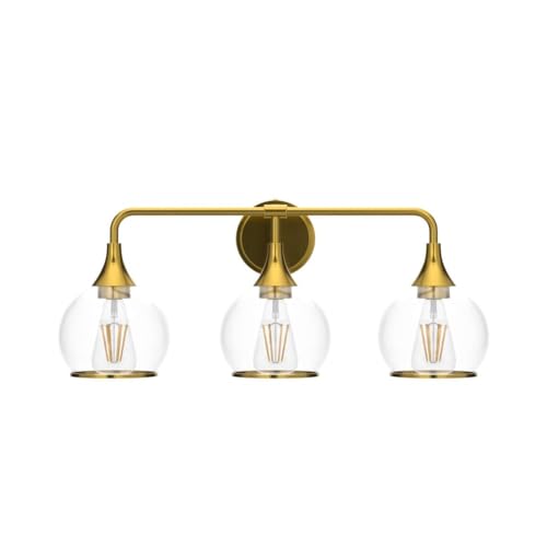 Gold Bathroom Vanity Light 3-Lights Bathroom Light Fixtures Over Mirror with Clear Glass Shade 22.4 inch Wall Sconce Lighting Bath(Exclude E26 Bulb) - color: Gold, size: 3 Light