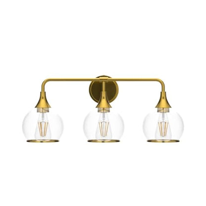 Gold Bathroom Vanity Light 3-Lights Bathroom Light Fixtures Over Mirror with Clear Glass Shade 22.4 inch Wall Sconce Lighting Bath(Exclude E26 Bulb) - color: Gold, size: 3 Light