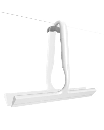 Shower Squeegee for Shower Glass Doors, 10 in Bathroom Squeegee with Hook | Muilt-Purpose Glass Squeegee for Tile, Shower Walls, Window, Car Cleaning, Streak-Free, No-Squeak, Ergonomic Hanging Squeegee - size: 10 Inch