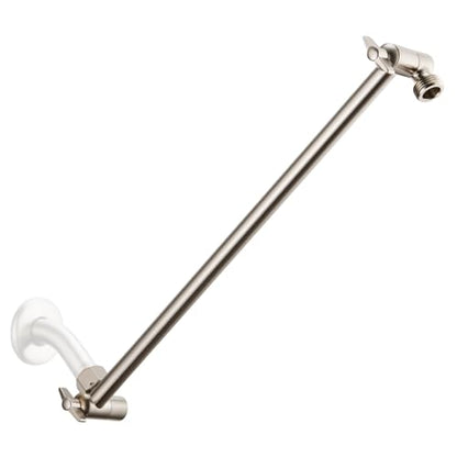 15 Inch Extra Long Adjustable Shower Head Extension Arm With Locking Set Screw, Singing Rain 304 Stainless Steel Angle Height Adjustable, G1/2 Universal Connector Compatible (Nickel Brushed) - color: 2. Nickel Brushed, style: 15 inch