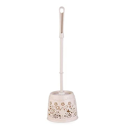 Toilet Brush Plastic Home Toilet Brush Holder Stand Guard Set Bathroom Cleaning Tools Cleaning Brush Long Handle Toilet Brush Toilet Tools (Color : Beige) - color: Beige