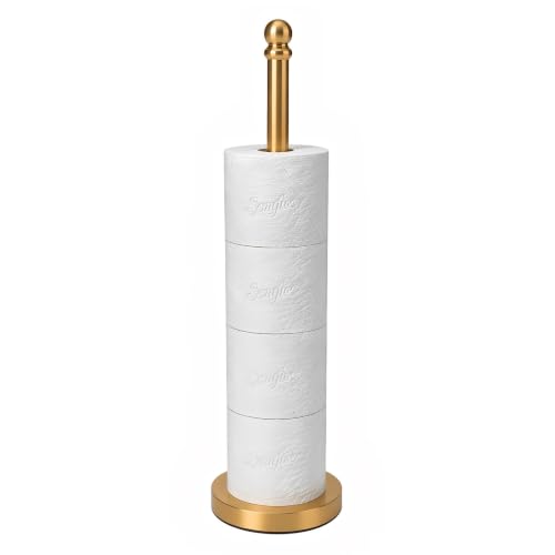 Songtec Toilet Paper Holder Stand Reserve for Bathroom, Holds 4/5 Rolls, Compact TP Roll Holder Storage, Stainless Steel (Gold) - color: Gold