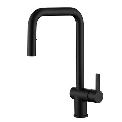 SUMERAIN Matte Black Kitchen Faucet with Pull Down Sprayer | Single Hole, SUS304 Stainless Steel, Single Handle, Modern, 360° Swivel Spout, Easy Installation - color: Matte Black