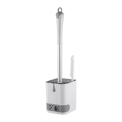 Toilet Bowl Brush and Holder,Toilet Brush with Crevice Cleaning Brushes,No Dead Corner Clean Wall Mounted Compact Toilets Brushes Set,Durable Bristles for Bathroom,RV(White Grey)