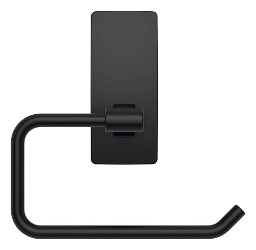 Command Toilet Paper Holder Matte Black with Water Resistant Command Strips, Rust Resistant Bathroom Organizer - color: Black