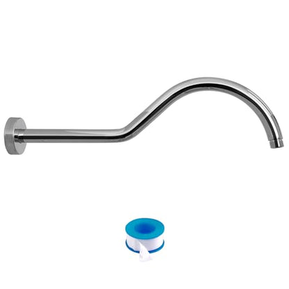 Lordear Wall Mounted Shower Arm, 10 Inch Shower Pipe with Flange, 1/2 NPT S-Shape Shower Stem for Shower Head, Chrome - color: Chrome