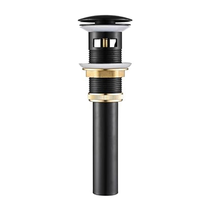 AVSIILE Matte Black Bathroom Sink Drain with Overflow Vessel Sink Stopper Pop Up Drain Assembly for 1.6"-1.9" Sink Hole, All Metal Rustproof Brass and 304 Stainless Stee - color: Matte Black, style: Overflow