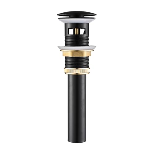 AVSIILE Matte Black Bathroom Sink Drain with Overflow Vessel Sink Stopper Pop Up Drain Assembly for 1.6"-1.9" Sink Hole, All Metal Rustproof Brass and 304 Stainless Stee - color: Matte Black, style: Overflow