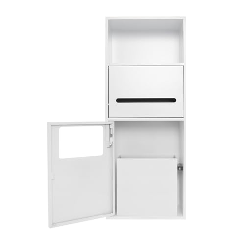 Recessed Toilet Paper Holder, Stainless Steel Shower Niche, Recessed Wall Niche, in-wall Trash Bin Cabinet, Toilet Storage Cabinet with Trash Can, White - color: White With Trash Can