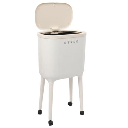 XPIY 4 Gallon Trash Can with Wheels and Lid, Modern Narrow Garbage Can with Raised Legs, Space-Saving Rolling Dog-Proof Trash Bin for Bathroom, Kitchen, Bedroom, Office (1, White-1) - color: White-1