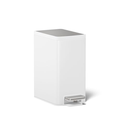 Kohler 6 Liter (1.5 Gallon) Stainless Steel Step Trash Can, White - color: White Stainless Steel, size: 1.6 Gallon - Step Can