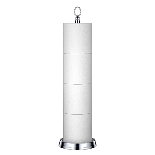ROLABAM Heavy Weighted Toilet Paper Holder (with Reserve Function) Free Standing Toilet Paper Storage，Spare Toilet Paper Roll Holder Storage Stand for Bathroom Total Height 22.5" ，Chrome - color: Poilshed Chrome