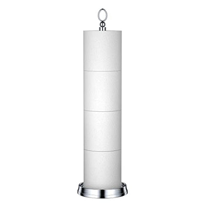 ROLABAM Heavy Weighted Toilet Paper Holder (with Reserve Function) Free Standing Toilet Paper Storage，Spare Toilet Paper Roll Holder Storage Stand for Bathroom Total Height 22.5" ，Chrome - color: Poilshed Chrome
