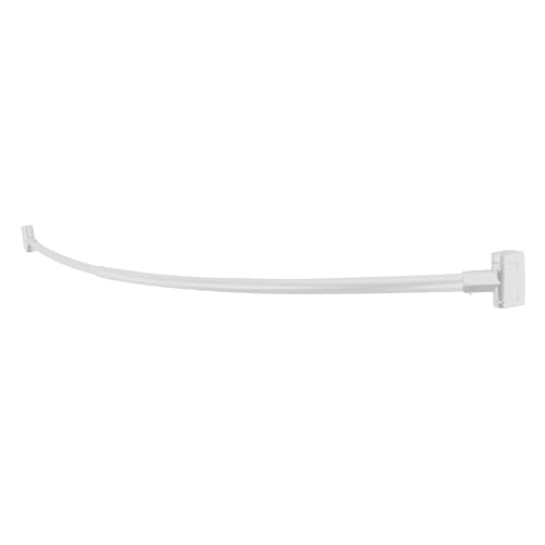JS Jackson Supplies Single Curved Shower Rod, Metal Construction, Adjustable Between 36 to 61 Inches, Aluminum Rods and Zinc Mounting Hardware, Quality Modern Bathware, White Finish - color: White