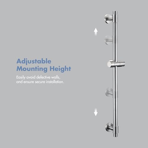 Shower Slide Bar 30-Inch with Adjustable Handheld Shower Head Holder for Bathroom Wall Mount SUS 304 Stainless Steel Brushed Nickel Finish