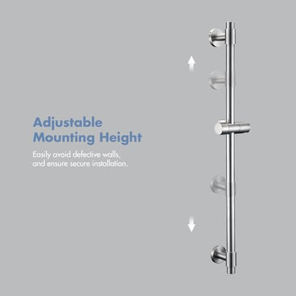 Shower Slide Bar 30-Inch with Adjustable Handheld Shower Head Holder for Bathroom Wall Mount SUS 304 Stainless Steel Brushed Nickel Finish