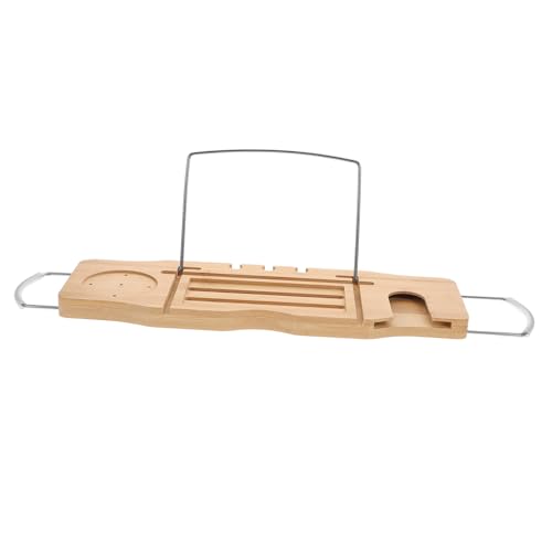1pcs Multifunctional Bathtub Storage Rack Expandable Bamboo Tray for Tub Adjustable Non-Slip Organizer Book Stand and Wine Holder for Relaxing Bath
