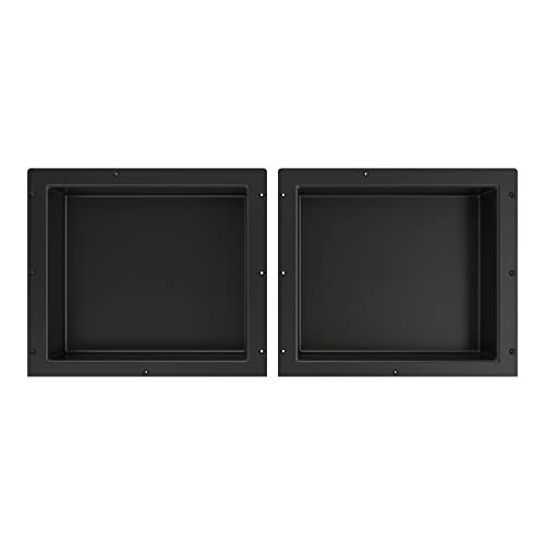 Tile Redi USA RNDH1614S-14 Niche Double Recessed Shower Shelf, Two Shelves, 14" H X 32" W, Black - size: 14" H X 32" W, style: 2 Shelves