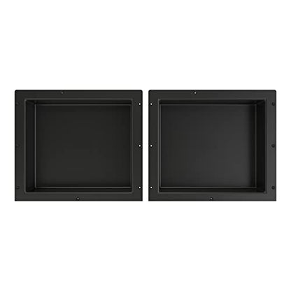Tile Redi USA RNDH1614S-14 Niche Double Recessed Shower Shelf, Two Shelves, 14" H X 32" W, Black - size: 14" H X 32" W, style: 2 Shelves