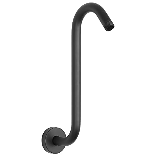 S Shaped Shower Arm, High Rise Shower Head Extension Pipe Standard 1/2" Connection with Flange, Awesome Shower Experience-Stainless Steel Bathroom Accessory(12 Inch S Shape, Matte Black) - color: Matte Black, style: 12" S Shape