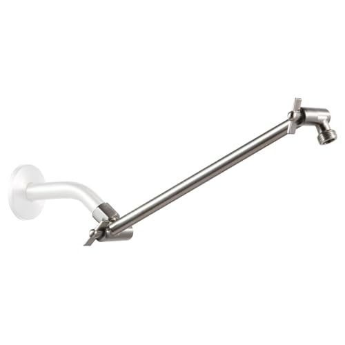 OFFO Shower Head Extension Arm, 11 in Shower Extension Arm with Locking Nut, Adjustable Height and Angle, Universal G1/2 Connector for Fixed and Handheld ShowerHead, Brushed Nickel - color: Brushed Nickel, style: 11 in