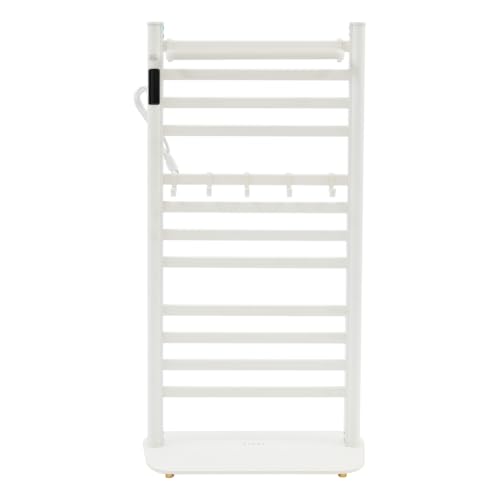 Freestanding Towel Warmer Rack, Heated Electric Carbon Fiber, Timer (White) | Place in Bathrooms to Warm Towels and Dry Clothes—Carbon Fiber Heating Eliminates Dampness, Spa‑Like Comfort Daily. - color: White
