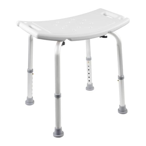 Shower Chair for Inside Shower, 400 lbs Heavy Duty Shower Stool with 12 Drainage Holes & Suction Feet, Adjustable Bath Chair with Back, Shower Seat for Elderly, Disabled, Pregnant - White
