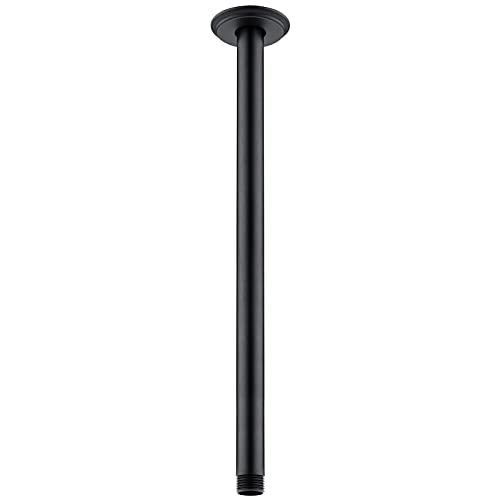 16 Inch Matte Black Ceiling Mounted Shower Arm for Rain Shower Head | Shower arm and flange - color: Black, size: 16 Inches