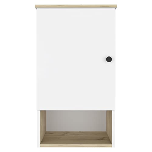 Kitchen Bathroom Wall Cabinet Medicine Cabinet, Garage or Laundry Room Wall Storage Cabinet, Single Door Linen Tower Bathroom Cabinet with Open Shelf, White - color: White
