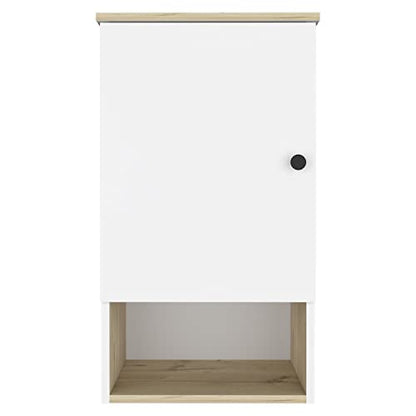 Kitchen Bathroom Wall Cabinet Medicine Cabinet, Garage or Laundry Room Wall Storage Cabinet, Single Door Linen Tower Bathroom Cabinet with Open Shelf, White - color: White