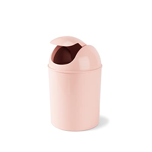 Umbra 1.25 Gallon Mini Waste Can with Removable Swing-Top Lid - Small Garbage Bin for Kitchen, Bathroom, Bedroom, Office - Compact Trash Can Fit Under Tables & Counters - Pink - color: Pink