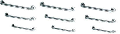 Prestige Commercial Grab Bar Bundle 9-Pack 1.5in Dia 18/36/42in ADA | Satin-Finish Stainless Steel; 1.5in Diameter; lengths 18/36/42in; 9-piece assortment; ADA compliant - style: 9 Piece Assortment