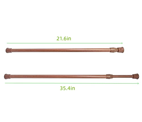 4 Pack Tension Rods, 21.6-35.4 Inches Adjustable Spring Steel Cupboard Bars Tension Curtain Rod Shower Rod Extendable Width - color: Wood Grain, size: 21.6-35.4 inch