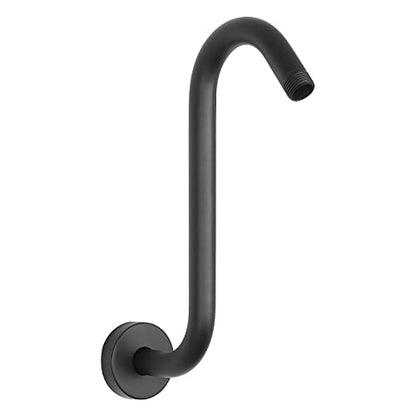 S Shaped Shower Arm, High Rise Shower Head Extension Pipe Standard 1/2" Connection with Flange, Awesome Shower Experience-Stainless Steel Bathroom Accessory(10 Inch S Shape, Matte Black) - color: Matte Black, style: 10" S Shape
