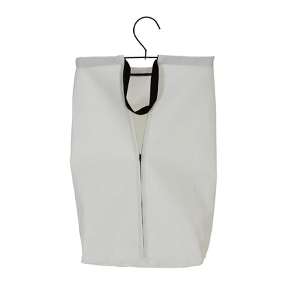 Household Essentials Door Hanging Laundry Bag in Washable Canvas with Loop Handle, White with Black Trim - color: White/Black
