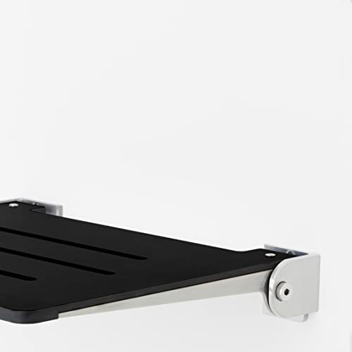 Seachrome 18 inch Silhouette Slimline Folding Wall Mount Shower Bench Seat, Matte Black Seat with Silver Frame - color: Matte Black Seat With Silver Frame
