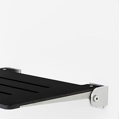 Seachrome 18 inch Silhouette Slimline Folding Wall Mount Shower Bench Seat, Matte Black Seat with Silver Frame - color: Matte Black Seat With Silver Frame