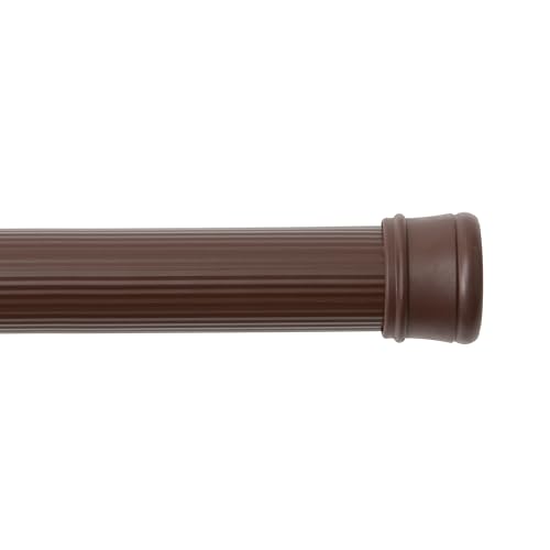 Kenney KN609L/15 Twist & Fit No Tools Spring Tension Standard Shower Curtain Rod with Non-Slip, Non-Scratch Ends, 42-72" Adjustable Length, Easy Install, Brown, 1" Diameter Rust Resistant Steel Tube - color: Chocolate
