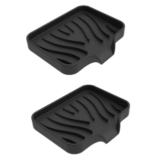 Silicone Soap Dish with Drainer, Fast Dry Kitchen Bath Black Small 2-Pack | Soft silicone non-slip holder for sponge, dispenser, scrubber, bottle&cup,Quick-dry prevents mildew in shower, kitchen & bath - color: Black, size: Small