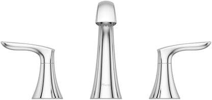 Pfister Weller 8 inch Widespread 3 Hole Bathroom Sink Faucet with 2 Handle Polished Chrome Finish, Metal Pop-Up Drain Assembly and 1.2 GPM Flow Rate for Vanity LG49WR0C - color: Polished Chrome, size: 1 Pack