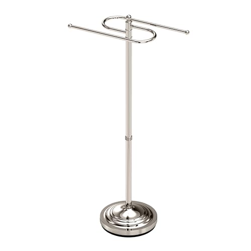 Gatco 1505PN, Modern Round Base Floor Standing S Style Towel Holder, Polished Nickel / 38" H Freestanding Hand Bath Towel Stand for Bathroom - color: Polished Nickel