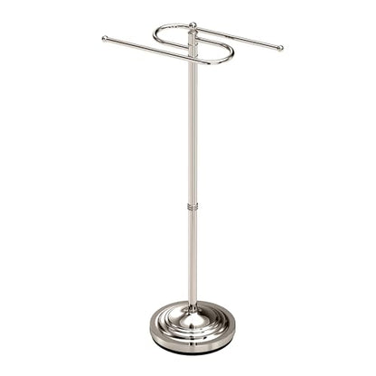 Gatco 1505PN, Modern Round Base Floor Standing S Style Towel Holder, Polished Nickel / 38" H Freestanding Hand Bath Towel Stand for Bathroom - color: Polished Nickel