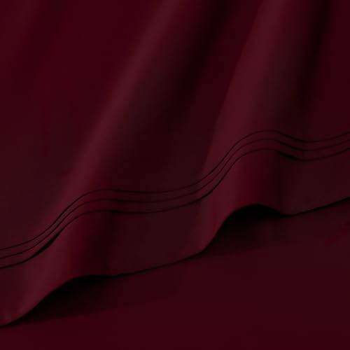 Superior Egyptian Cotton 4 Piece Sheet Set, Luxury 1000 Thread Count, Eco-Friendly, Sustainable Sheets, Ultra-Soft Basics, Solid, Deep Pocket Fitted Sheet, Flat Sheet, Pillowcases, Queen, Burgundy - color: Burgundy, size: Queen