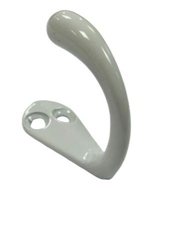 QCAA Premium Quality Single Prong Robe Hook Hanger, Zinc Die Cast, White, Made in Taiwan, 12 Pack - color: White, size: 12 Pack