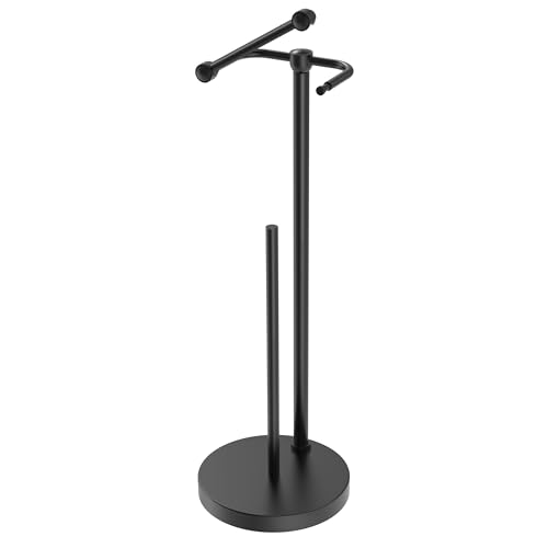 RARXTR Toilet Paper Holder Stand, Post Pivoting Design Free Standing Toilet Paper Holder with Storage for 4 Rolls, SUS304 Stainless Steel Tissue Holder with Reserve, Heavy-Duty Base (Matte Black) - color: Matte Black, size: Free Standing With Storage