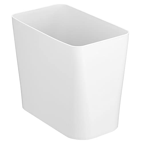 mDesign Plastic Small 3-Gallon Wastebasket, Trashcan Container Bin - for Bathroom, Bedroom, Kitchen, Home Office, Laundry Room - Holds Trash, Garbage, Waste - White - color: White