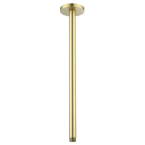 RANDOM Shower Arm with Flange,Gold 16 Inches Ceiling Mount Shower Head Extension Arm Straight Arm Ceiling-Mounted For Fixed Shower Head,Brushed Gold.RD91038-16BG - color: 16″ Brushed Gold(Round Flange)