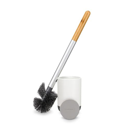 Full Circle Quick Drying Toilet Brush, Bathroom Toilet Brush with Ceramic Holder and Quick-Dry Base for Mold & Mildew Prevention, More Hygienic Toilet Cleaning Scrubber, Replaceable Head, White - color: Starter Kit, style: Toilet Brush