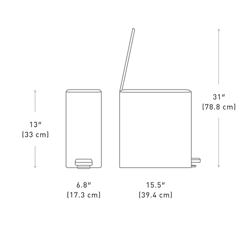 simplehuman Slim Step Can, 9L / 2.4 Gallon Primary Bathroom Trash Can, Liner Pocket®, Sleek Internal Hinge, 150,000-Step All-Steel Pedal, Lid Shox® Silent Close, Matte Black Steel - color: Matte Black, size: 9L
